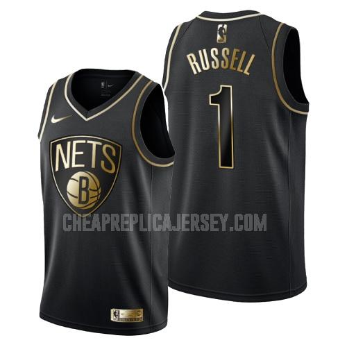 men's brooklyn nets d'angelo russell 1 black golden edition replica jersey