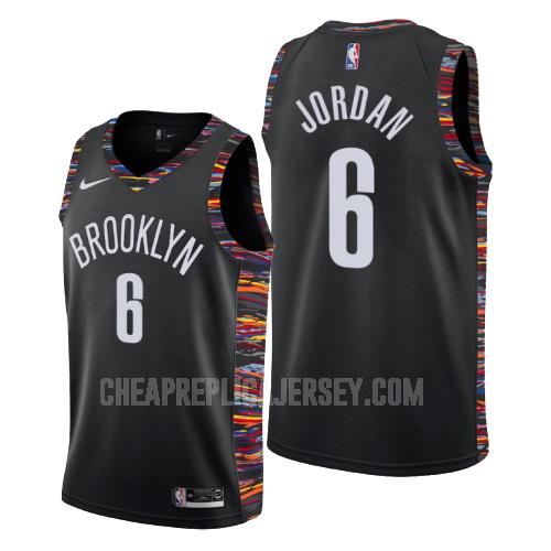 men's brooklyn nets deandre jordan 6 black city edition replica jersey