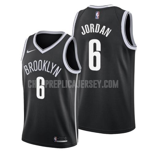 men's brooklyn nets deandre jordan 6 black icon replica jersey