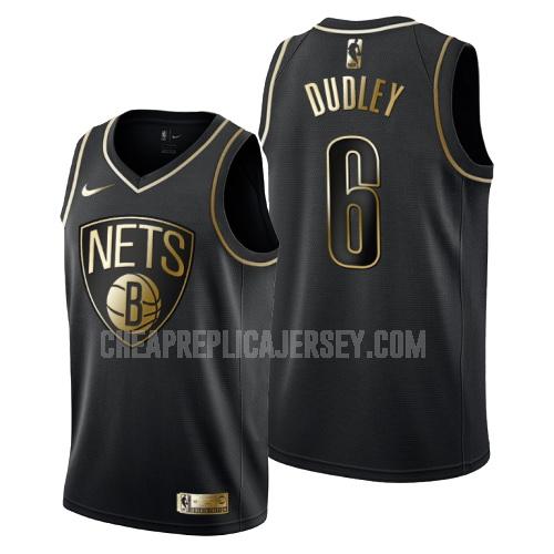 men's brooklyn nets jared dudley 6 black golden edition replica jersey