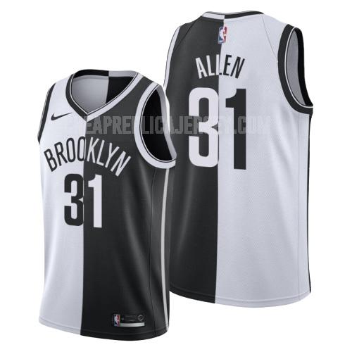 men's brooklyn nets jarrett allen 31 black white split replica jersey