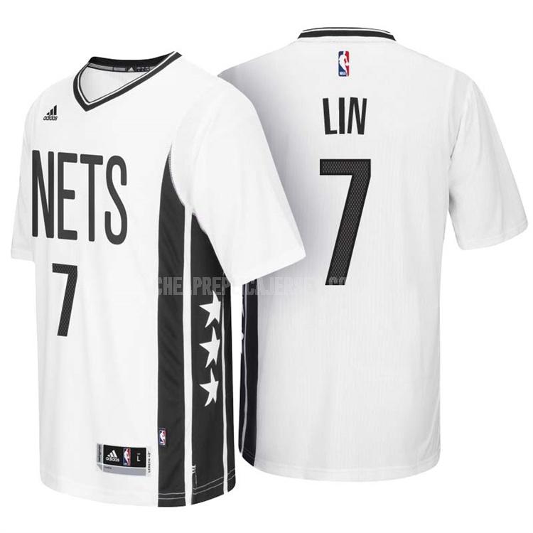 men's brooklyn nets jeremy lin 7 white short sleeve replica jersey