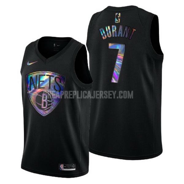 men's brooklyn nets kevin durant 7 black logo holographic replica jersey