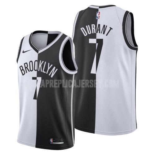men's brooklyn nets kevin durant 7 black white split replica jersey
