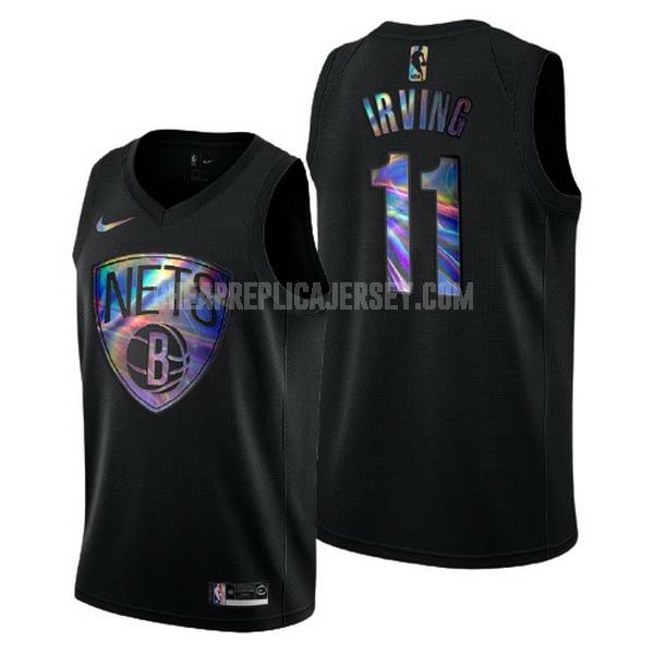 men's brooklyn nets kyrie irving 11 black logo holographic replica jersey