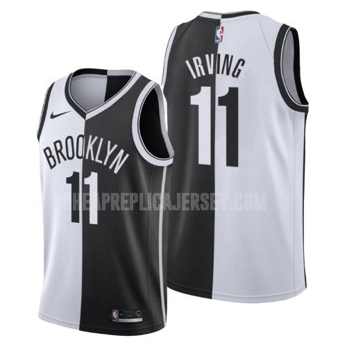 men's brooklyn nets kyrie irving 11 black white split replica jersey