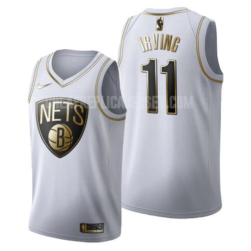 men's brooklyn nets kyrie irving 11 white golden edition replica jersey