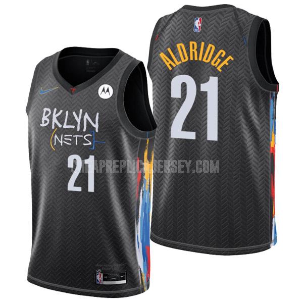 men's brooklyn nets lamarcus aldridge 21 black city edition replica jersey