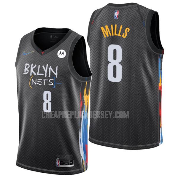 men's brooklyn nets patty mills 8 black city edition replica jersey