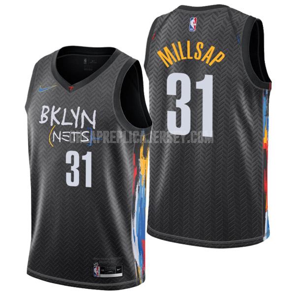 men's brooklyn nets paul millsap 31 black city edition replica jersey
