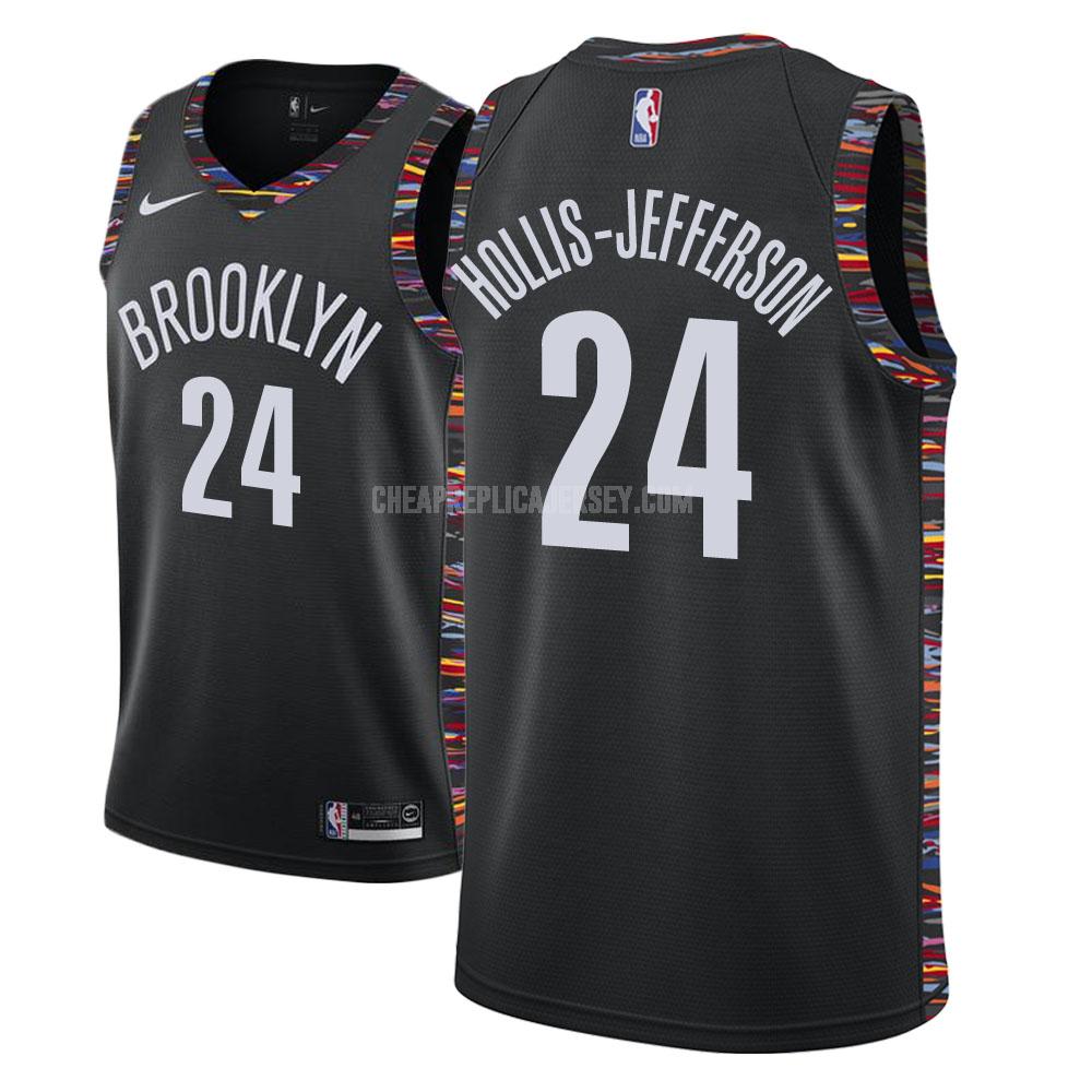 men's brooklyn nets rondae hollis jefferson 24 black city edition replica jersey