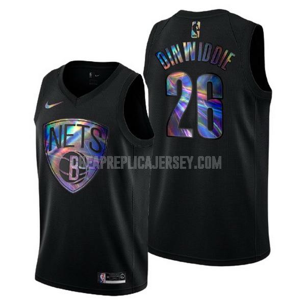 men's brooklyn nets spencer dinwiddie 26 black logo holographic replica jersey