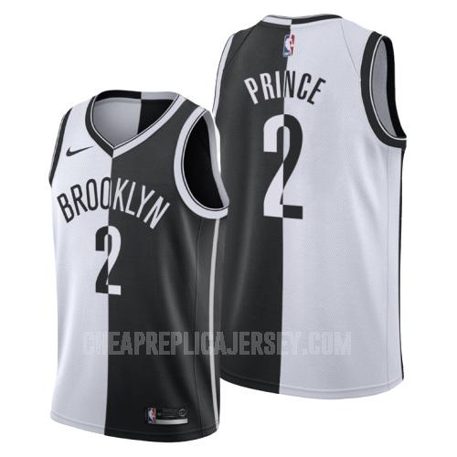 men's brooklyn nets taurean prince 2 black white split replica jersey