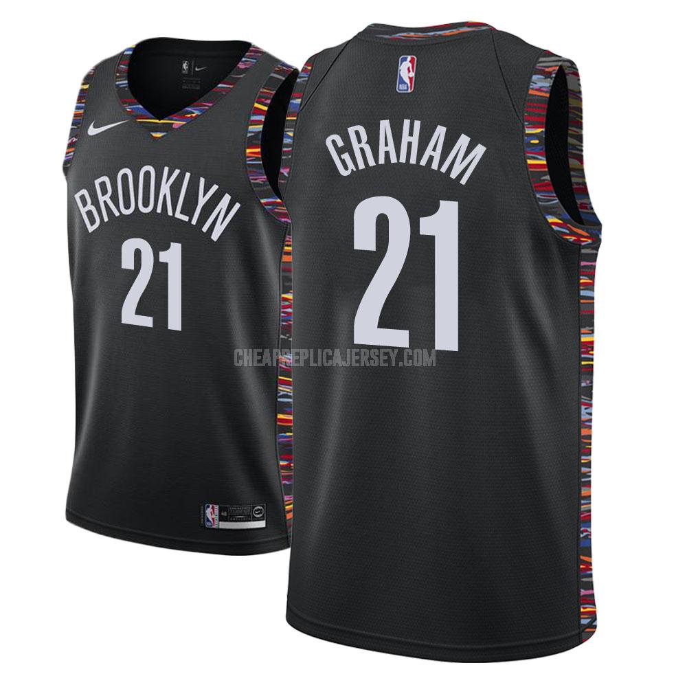 men's brooklyn nets treveon graham 21 black city edition replica jersey