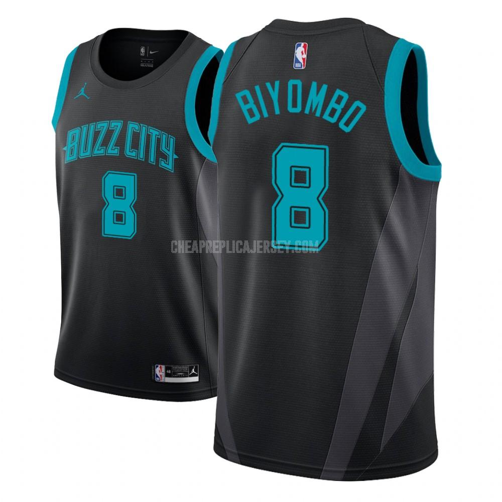 men's charlotte hornets bismack biyombo 8 black city edition replica jersey