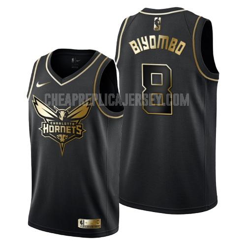 men's charlotte hornets bismack biyombo 8 black golden edition replica jersey