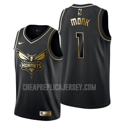 men's charlotte hornets malik monk 1 black golden edition replica jersey