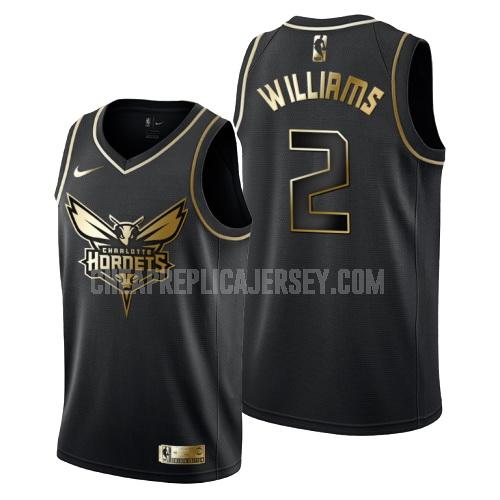 men's charlotte hornets marvin williams 2 black golden edition replica jersey