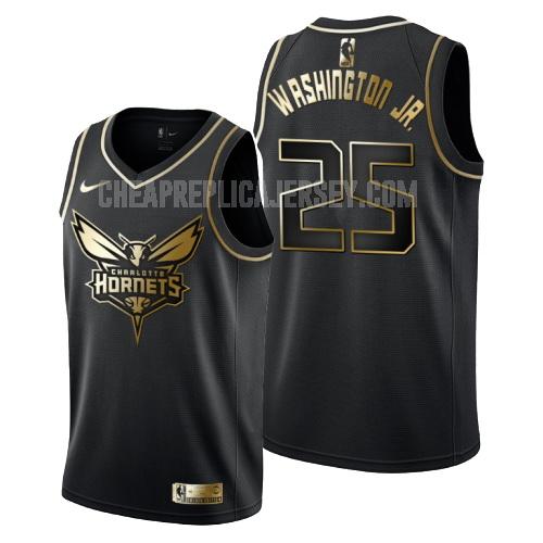 men's charlotte hornets pj washington 25 black golden edition replica jersey