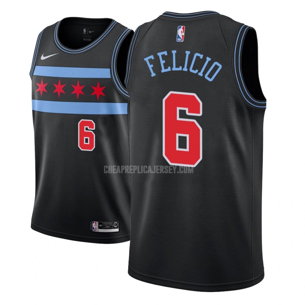 men's chicago bulls cristiano felicio 6 black city edition replica jersey