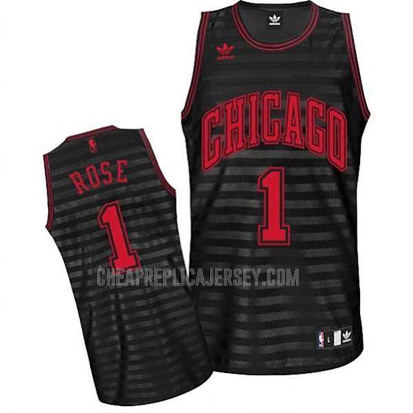 men's chicago bulls derrick rose 1 black groove fashion replica jersey