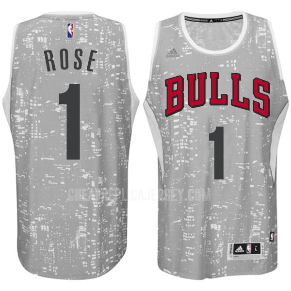 men's chicago bulls derrick rose 1 gray city edition replica jersey