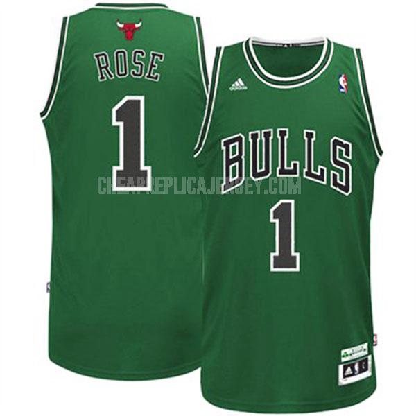 men's chicago bulls derrick rose 1 green patricks day replica jersey