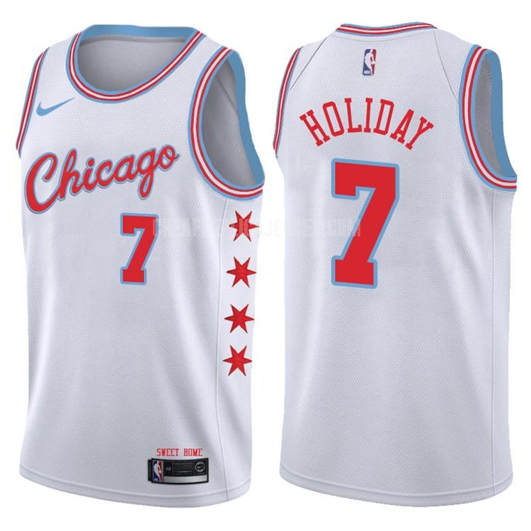 men's chicago bulls justin holiday 7 white city edition replica jersey