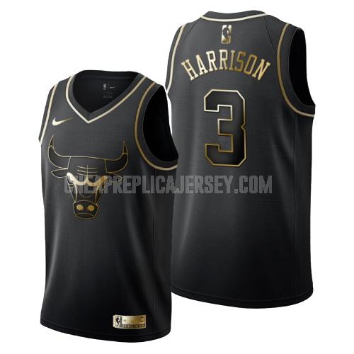 men's chicago bulls shaquille harrison 3 black golden edition replica jersey