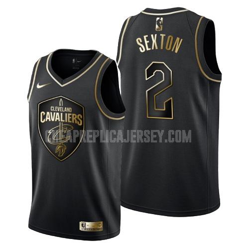 men's cleveland cavaliers collin sexton 2 black golden edition replica jersey