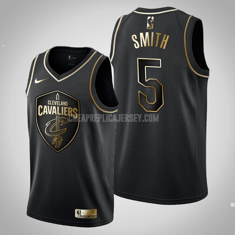 men's cleveland cavaliers jr smith 5 black golden edition replica jersey
