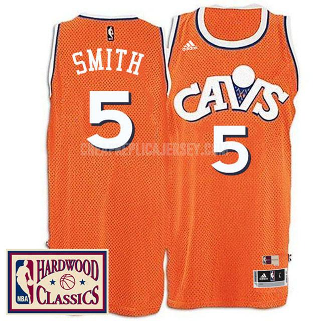 men's cleveland cavaliers jr smith 5 orange hardwood classics replica jersey