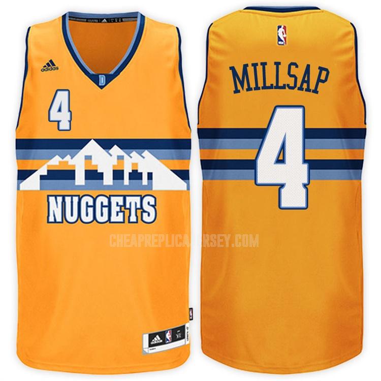 men's denver nuggets paul millsap 4 yellow alternate replica jersey