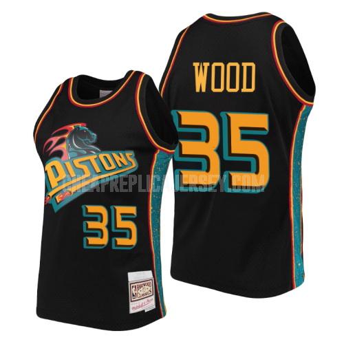 men's detroit pistons christian wood 35 black rings collection replica jersey