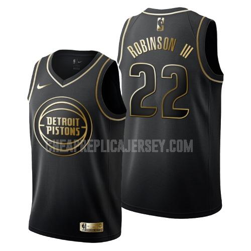 men's detroit pistons glenn robinson iii 22 black golden edition replica jersey