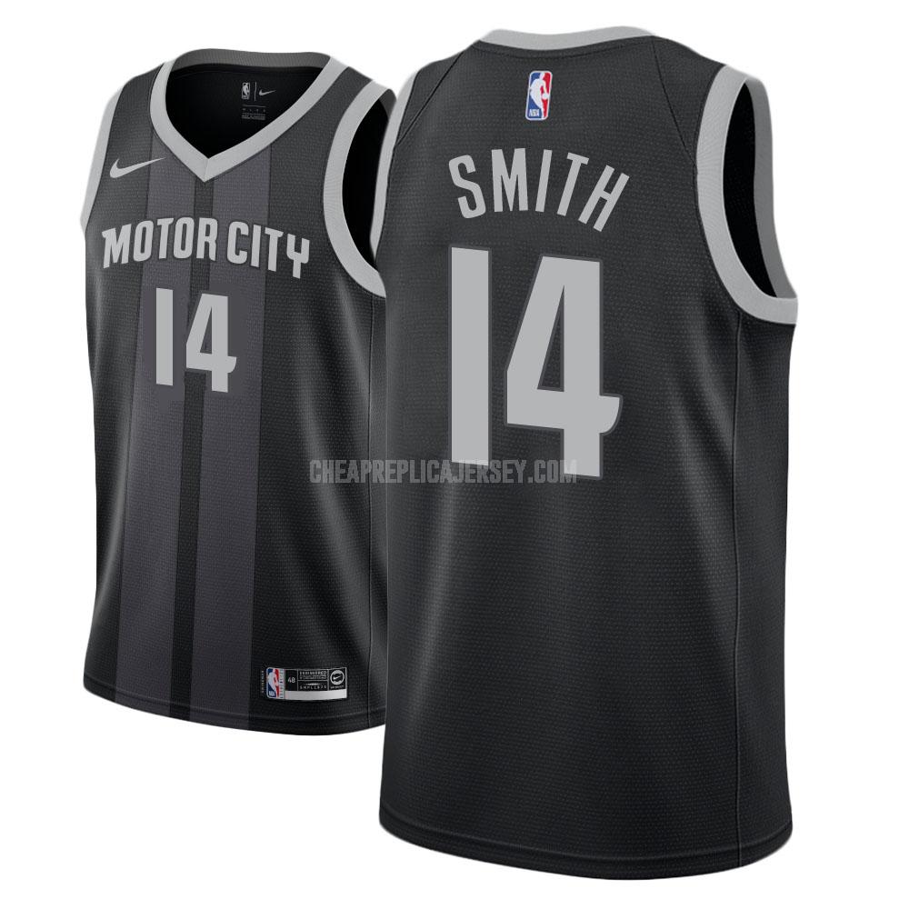 men's detroit pistons ish smith 14 black city edition replica jersey