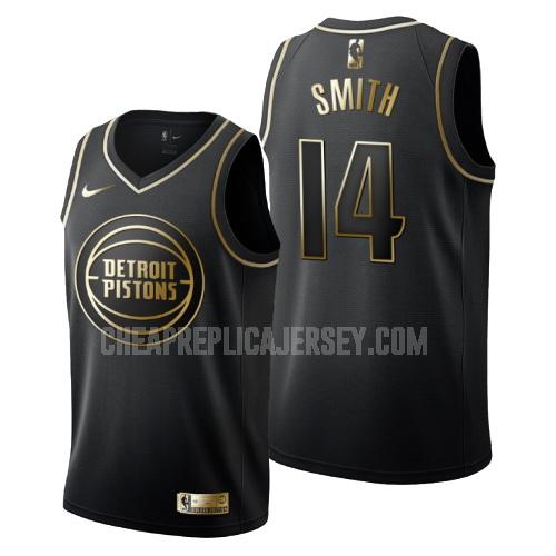 men's detroit pistons ish smith 14 black golden edition replica jersey