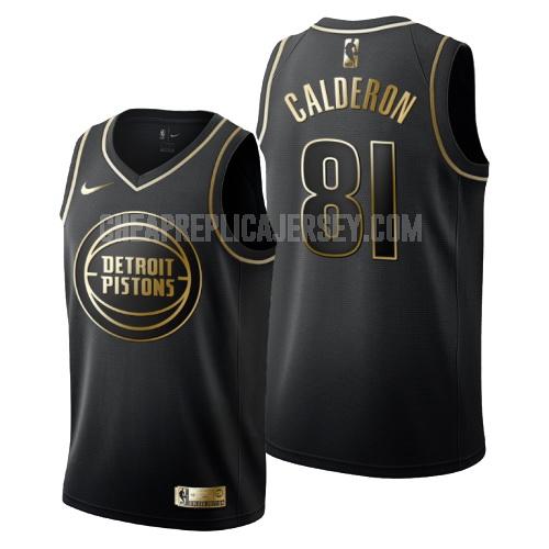 men's detroit pistons jose calderon 81 black golden edition replica jersey