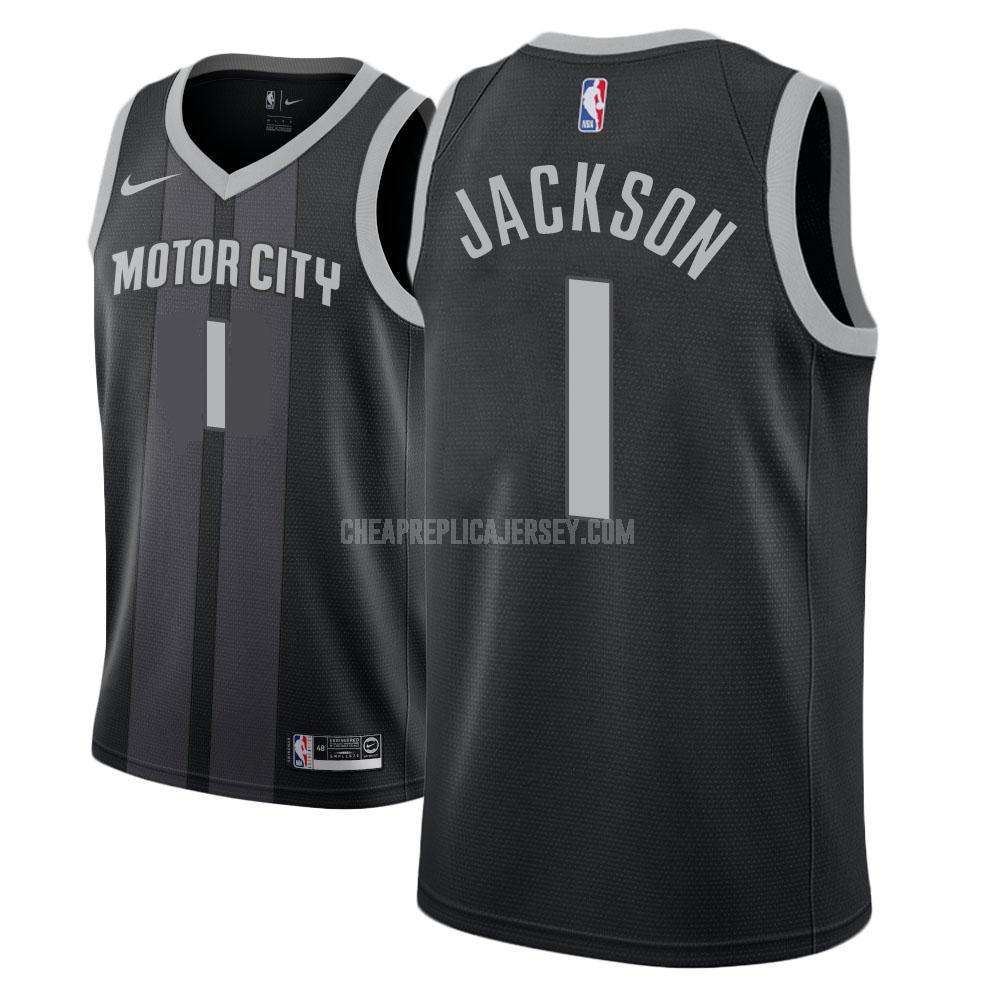 men's detroit pistons reggie jackson 1 black city edition replica jersey