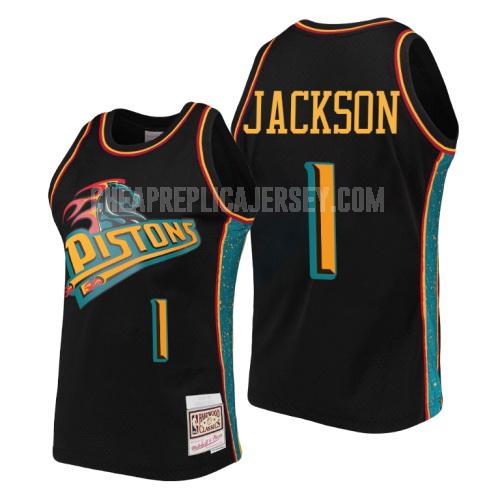 men's detroit pistons reggie jackson 1 black rings collection replica jersey