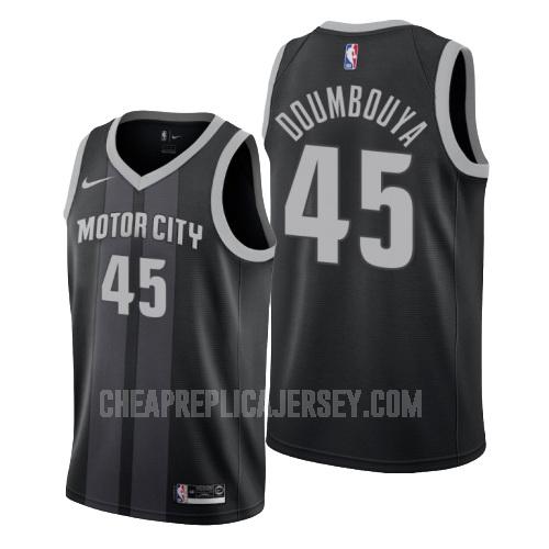 men's detroit pistons sekou doumbouya 45 black city edition replica jersey
