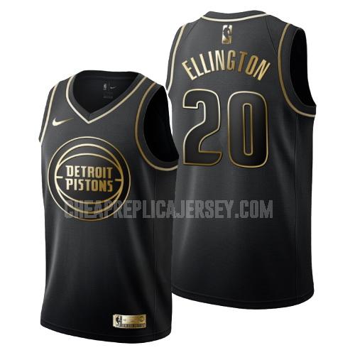 men's detroit pistons wayne ellington 20 black golden edition replica jersey