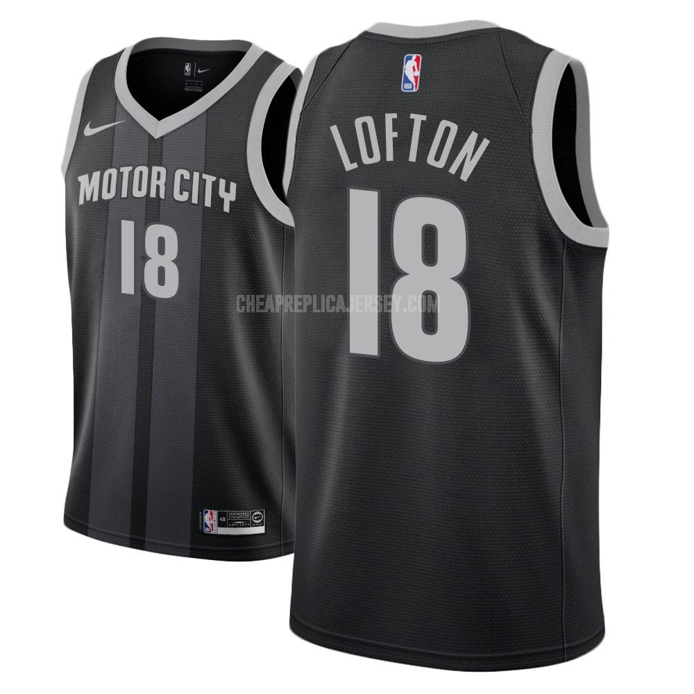 men's detroit pistons zach lofton 18 black city edition replica jersey