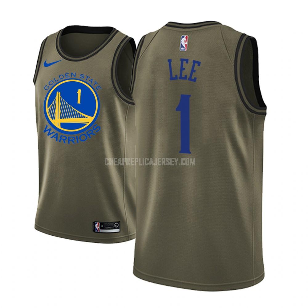 men's golden state warriors damion lee 1 military green fashion edition replica jersey