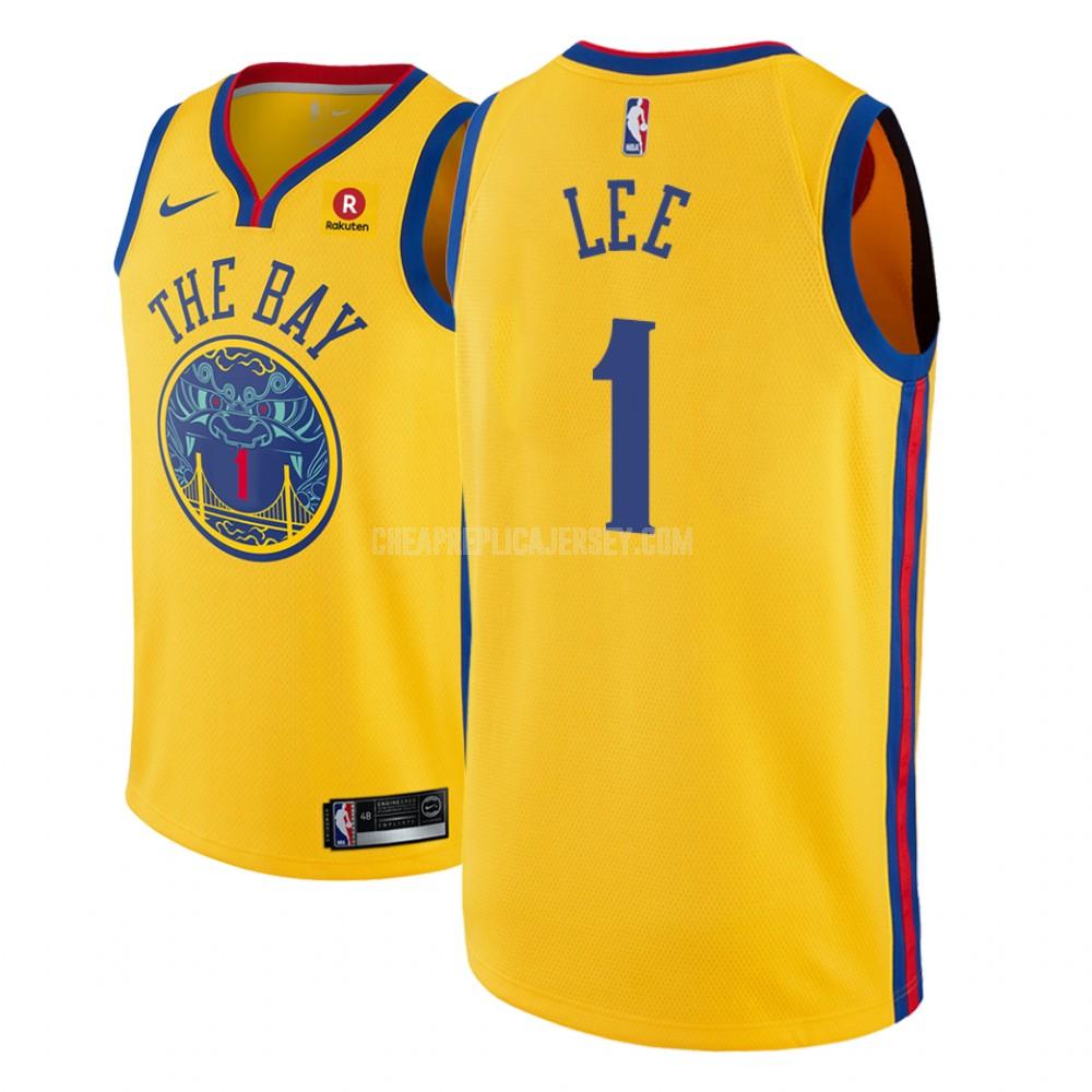men's golden state warriors damion lee 1 yellow city edition replica jersey