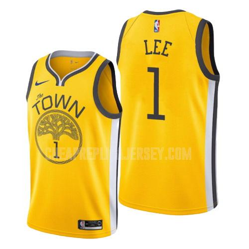 men's golden state warriors damion lee 1 yellow earned edition replica jersey