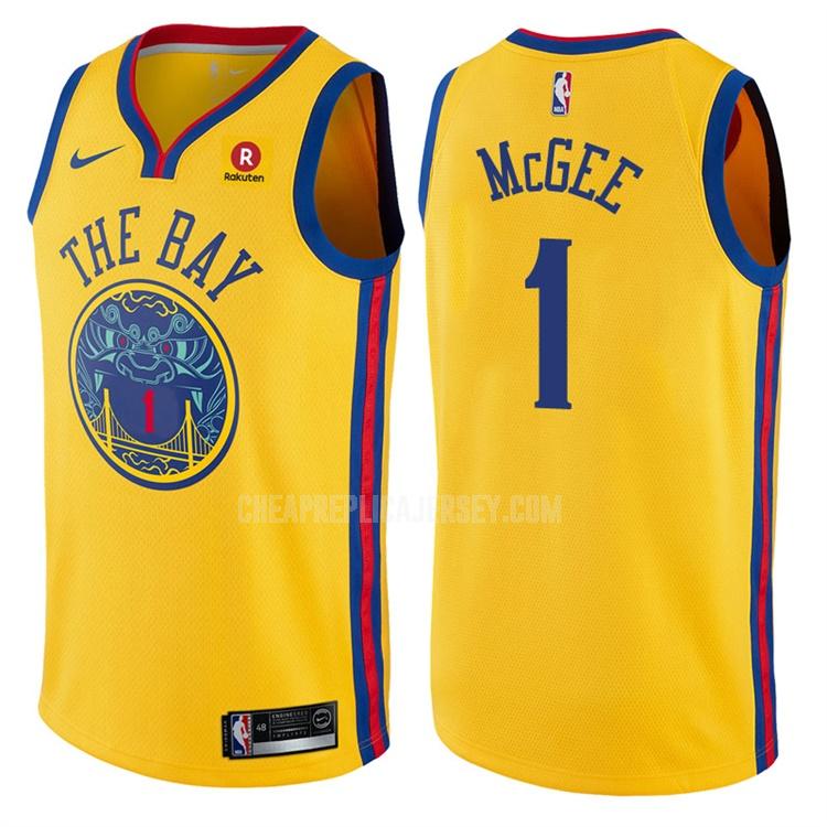 men's golden state warriors javale mcgee 1 yellow city edition replica jersey