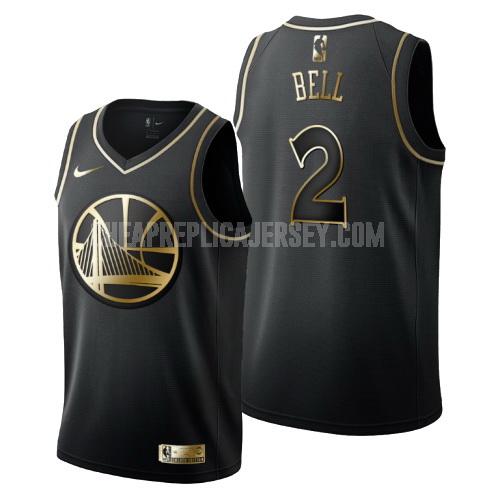 men's golden state warriors jordan bell 2 black golden edition replica jersey
