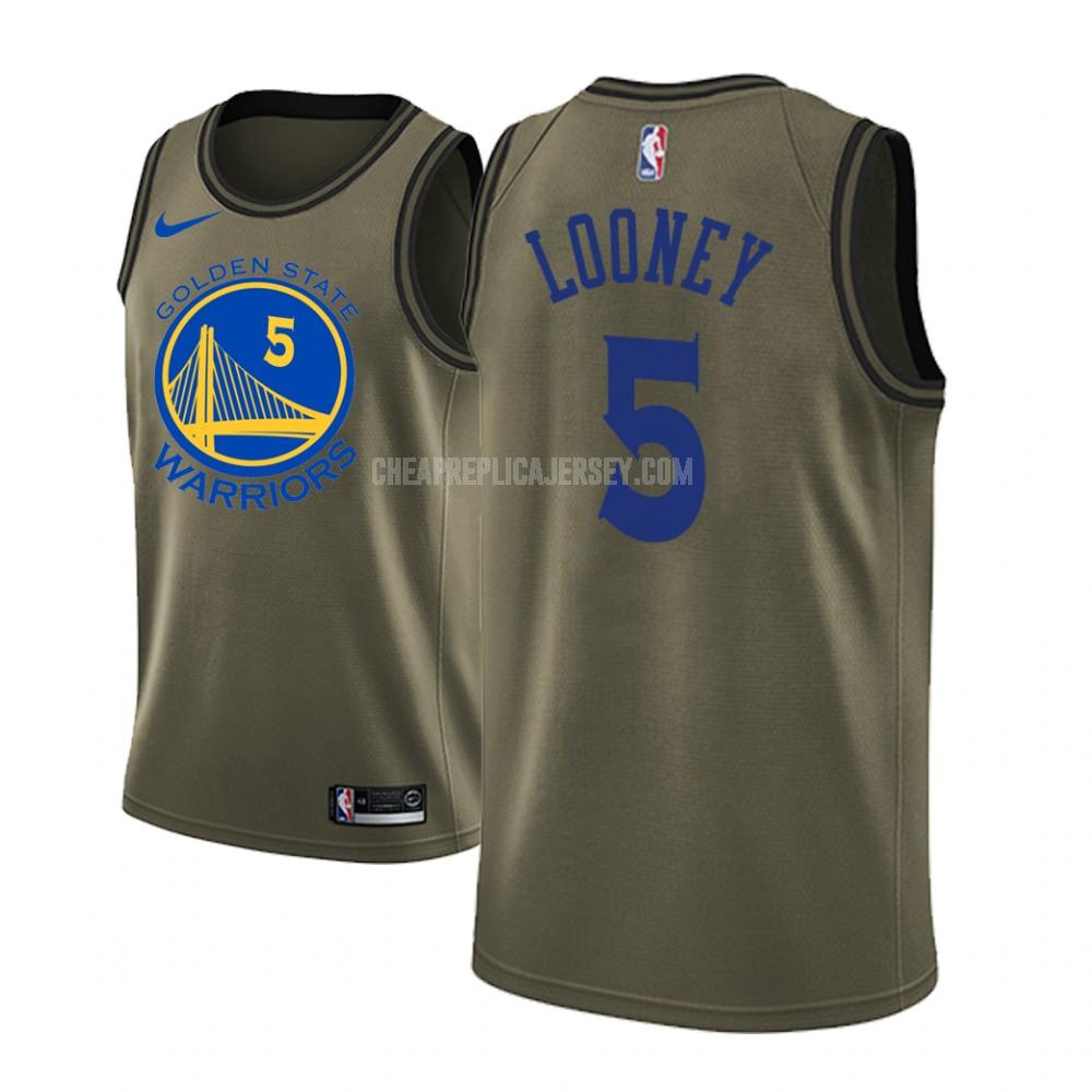 men's golden state warriors kevon looney 5 military green fashion edition replica jersey