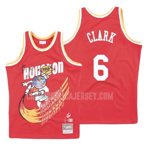 men's houston rockets gary clark 6 red hardwood classics replica jersey